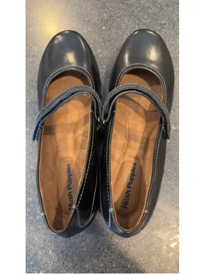 Hush Puppies Black Mary Jane Flats 9.5 with White Stitching thumbnail 4