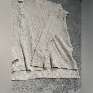 Aerie offline Gray Waffle Knit Henley Top small thumbnail 3