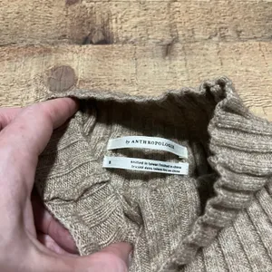 Anthropologie Women's Taupe Stretchy Mock Neck Sweater Sz S Capsule Wardrobe thumbnail 6