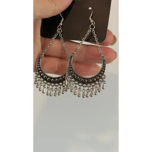 Paparazzi Silver Crescent Moon Dangle Earrings Boho Fringe Tribal Fishhook thumbnail 2