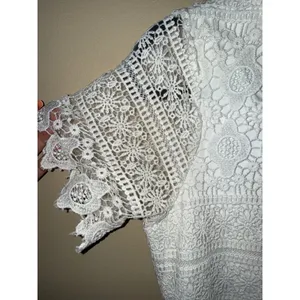 Umgee‎ White Floral Crochet Lace Short Sleeve Shift Mini Dress Women S Bridal thumbnail 3