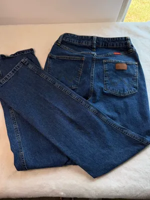 Wrangler Women’s Blue Mid Rise Stretch Denim Straight Jeans S size 3x32 thumbnail 5