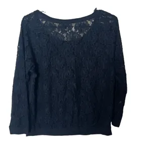 Abercrombie And Fitch Women's Navy Blue Floral Lace Top Shirt Size M thumbnail 4