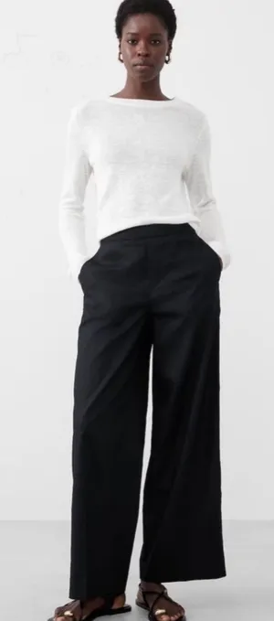 Banana Republic Hayden Wide Leg Linen Blend Black Pants Size Medium NWT thumbnail 1