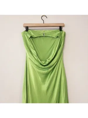 Bec + Bridge Moon Dance Strapless Dress 10 Sweet Pea Green Satin Cutout Draped thumbnail 12