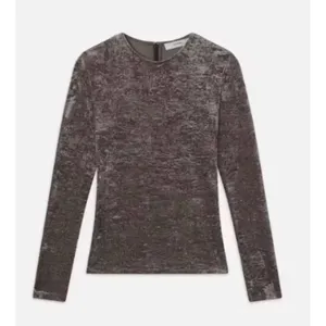 FRAME Crushed Velvet Long Sleeve Top Dusk Taupe Size‎ Medium thumbnail 8