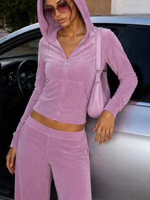 Size S Juicy Couture Velour Tracksuit Smoky Grape Purple set hoodie sweatpants thumbnail 2