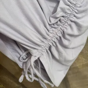 Free People Lavender Mini Ruched V neck Soft Comfy Dress Large thumbnail 5
