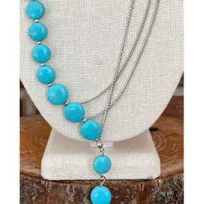 Asymmetric Turquoise and Chain Lariat Necklace thumbnail 3