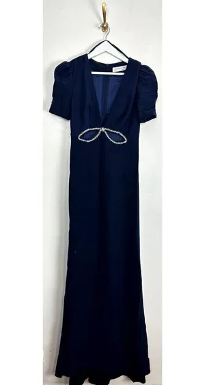 MAC DUGGAL Cutout Column Gown in Navy Size US 4 thumbnail 3