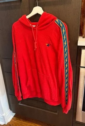 Aviator Nation Bolt Stripe Relaxed Fit Hoodie in red women's XL thumbnail 1