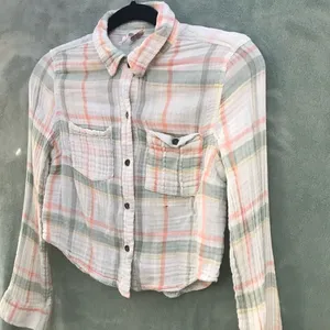 Free People Plaid Cotton Crop Shirt‎ thumbnail 4