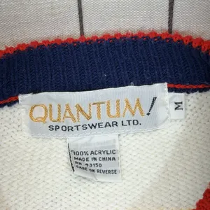 Quantum Sportswear Vintage Golf USA Sweater M White Retro Graphic‎ Stripe Sleeve thumbnail 5