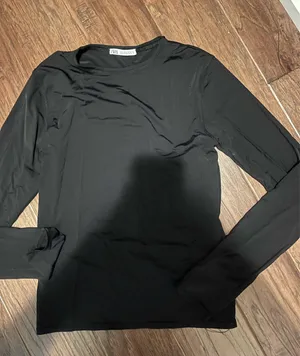 ZARA Long Sleeve Black Top thumbnail 1