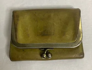 HOBO Olive-Toned Green Leather Kiss-Lock Wallet thumbnail 1