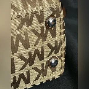 Michael Kors Calista Brown & Tan Logo Satchel Bag Purse thumbnail 10