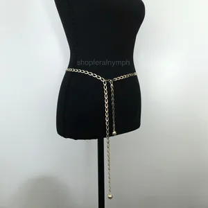 Y2K Minimalist Gold Oval Link Chain Belt, Fits Up to 42.5 Inches, X7GA1184 thumbnail 4