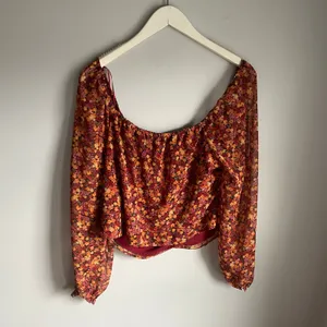 NWT BB Dakota Long Sleeve Orange floral Print Long Sleeve 70s Style Blouse sz XL thumbnail 2