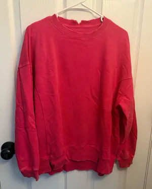 Aerie Oversized Distressed Crewneck  thumbnail 1