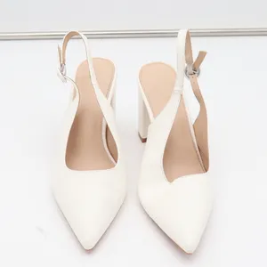 Unbranded Slingback Heels Womens 8 Pointed Toe White Block Heel Good thumbnail 4