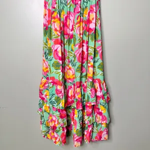 Abel The Label Floral Tiered Strapless Smocked Mimosa Maxi Dress Pink Size Large thumbnail 5