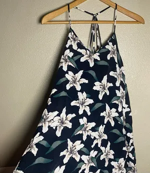 O'Neill Navy Floral Halter Dress beach coastal summer size‎ XS thumbnail 1