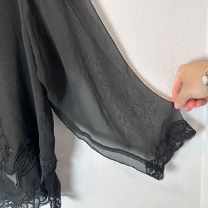 Victoria's Secret Gold Label Size‎ L Black Sheer Boudoir Top Lace Floral 1980's thumbnail 6