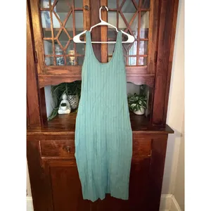 Abercrombie & Fitch Womens XL Sage Green Ribbed‎ Knit Midi Bodycon Dress Slit thumbnail 3