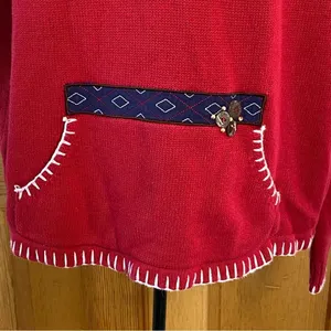Vintage Breckenridge Grandma 1/4 Zip Turtleneck Fir Tree Sweater Red Size XL thumbnail 4