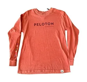Peloton Everyday Oversized Crewneck Long Sleeve T-Shirt‎ Orange Cotton Small NWT thumbnail 1