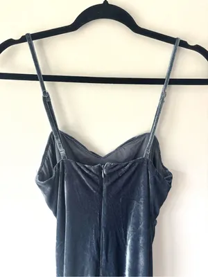 Lulus Plush Personality Slate Blue Velvet Ruched Bodycon Midi Dress Formal thumbnail 9