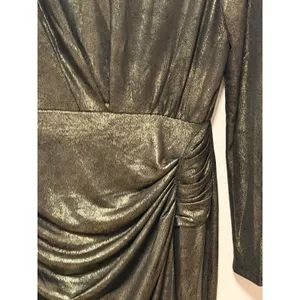 ASTR The Label Mini Dress Sz L Gold Metallic Ruched Long Sleeve Party Glam thumbnail 8