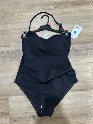 Strapless Black Women's One-Piece Swimsuit - removable strap thumbnail 2