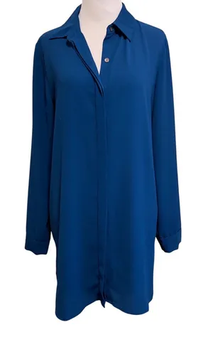 Vince Camuto small Women's Teal Long-Sleeve Button-Down Shirt Dress / Tunic thumbnail 1