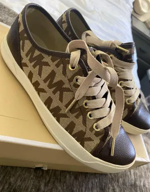 Michael Kors Womans MK Monogram City Sneakers Tennis Shoes Mocha Size 7 M Womens thumbnail 1