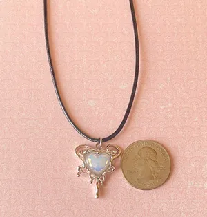 Handmade grunge street fairy y2k style heart necklace🌿✨ thumbnail 8