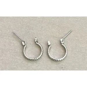 Small sterling silver‎ twisted rope hoop hinged snap closure Earring thumbnail 3
