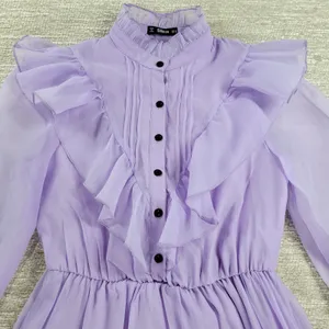 Shein‎ Prairie Dress Womens XS Lavender Cottage Flowy Lined Victorian Coquette thumbnail 13
