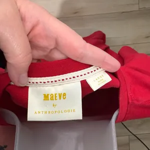 Anthropologie Maeve Dakota Red Short Sleeve Wrap Belted T-Shirt Large L Holiday thumbnail 6