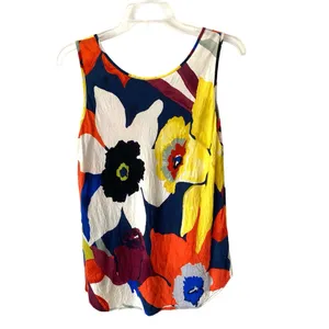 Jams World Honolulu Orchid Sleeveless Multicolor Floral Tank Top Medium Blouse thumbnail 2