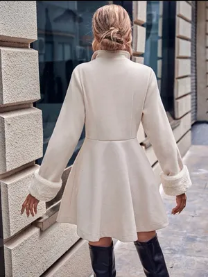 SheIn Waterfall Neck Double Button Overcoat thumbnail 2