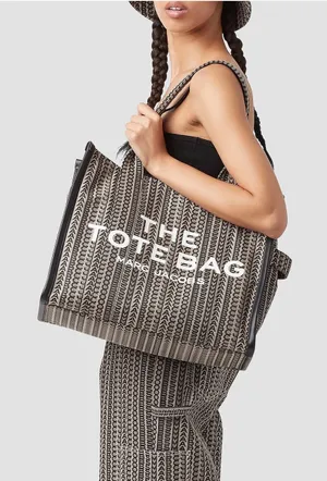 Marc Jacobs Black and Cream Logo Jacquard Tote-Large thumbnail 1
