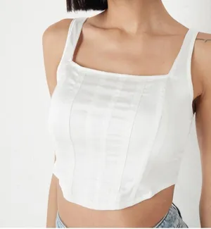 Missguided White Satin Corset Top thumbnail 1