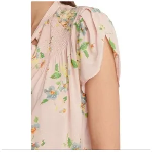 Polo Ralph Lauren Pink Floral‎ Tie Neck Blouse, Womens Large thumbnail 4