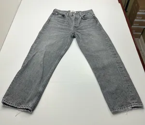 Agolde 90’s Crop Faded Black Trip Dark Grey Gray High Rise‎ Loose 24 Denim Jean thumbnail 1