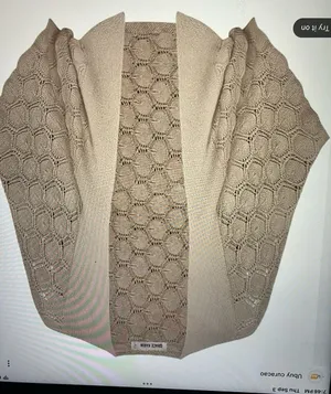 Grace Karin Beige Open Cable Lace Knit Draped Cardigan thumbnail 1