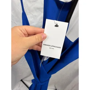 Amanda‎ Uprichard NEW $189 Women's Cobalt Blue Tie Wrap Mini Dress Sz Large thumbnail 6