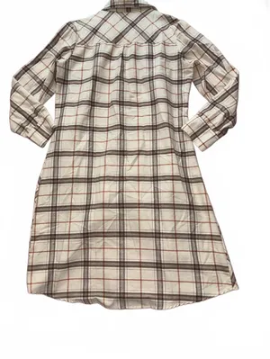 Asymmetrical Hem Plaid Long Sleeve Shirt Dress Tunic Flannel Style thumbnail 2