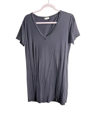 Z Supply Short Sleeve V-Neck Nightdress in Charcoal Gray thumbnail 2