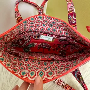 Vera Bradley Pink Shoulder Bag Zip Top Call me Coral Retired Pailsey Medallion thumbnail 8